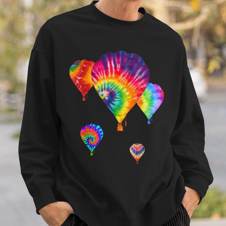 Love Hot Air Balloon Tiedye Ballooning Hobby Wear Dark Sweatshirt Gifts for Him