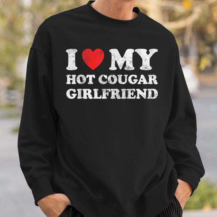 I Love My Hot Cougar Girlfriend Retro Heart Sweatshirt Gifts for Him