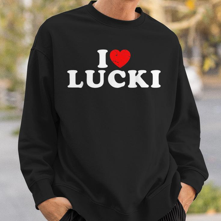 I Love Lucki I Heart Lucki Red Heart Sweatshirt Gifts for Him