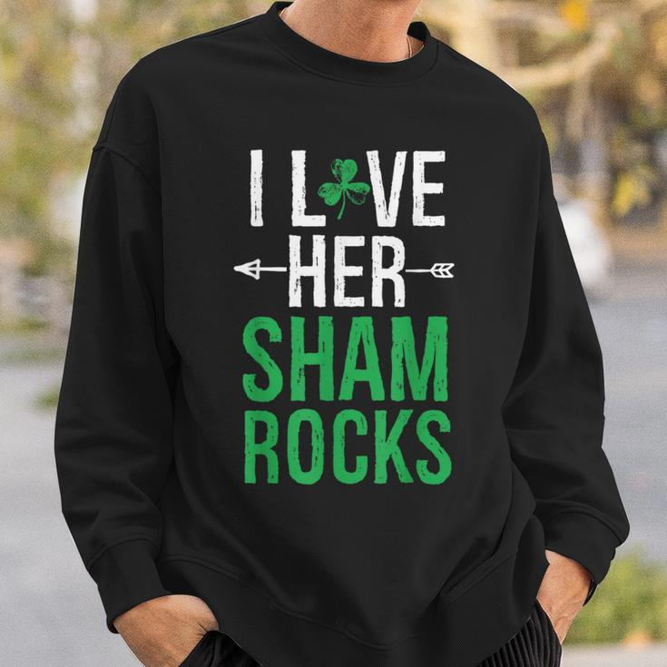 I Love Her Shamrocks Matching St Patrick's Day Couples Sweatshirt Gifts for Him