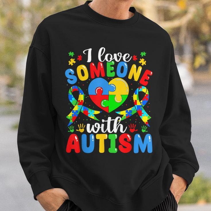 I Love Someone With Autism Awareness Heart Puzzle Pieces Sweatshirt Gifts for Him