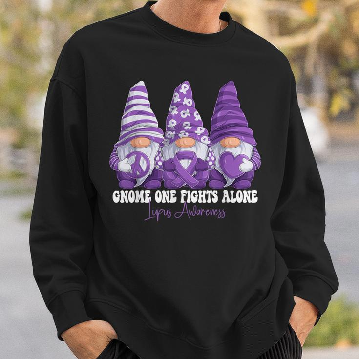 Lupus Awareness Month Purple Ribbon Gnomies Support Sweatshirt Gifts for Him