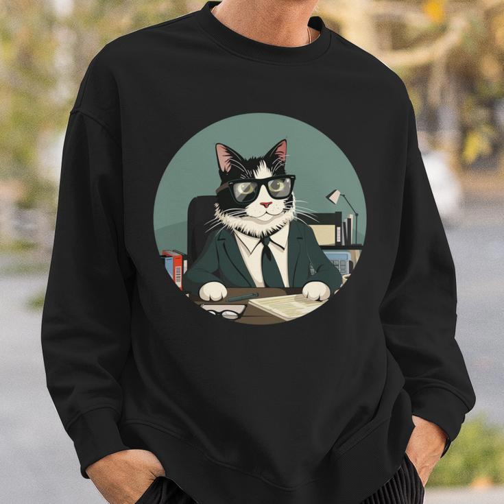 Lustiger Mitarbeiter Des Jahres Mit Dieser Lustigen Katze Mit Brille Sweatshirt Geschenke für Ihn