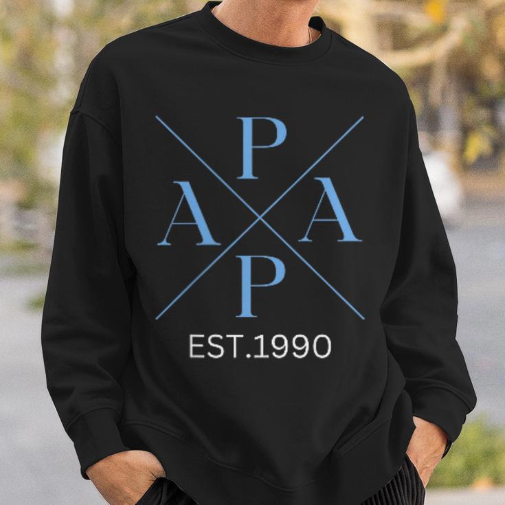 Lustiger Papa Est 1990 Papa Seit 1990 Papa Geburtsjahr 1990 Sweatshirt Geschenke für Ihn