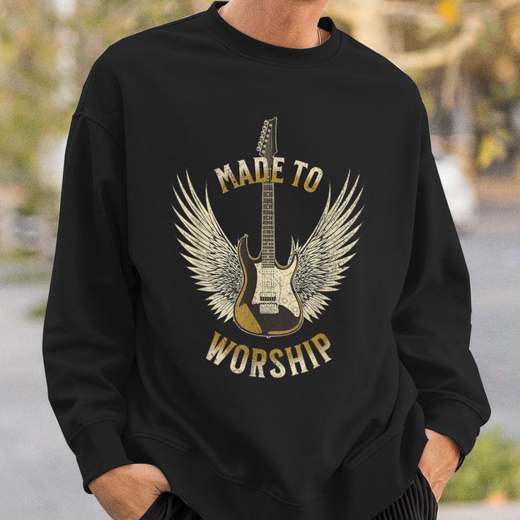 Made To Worship Musician Guitar Faith Plectrum Sweatshirt Gifts for Him