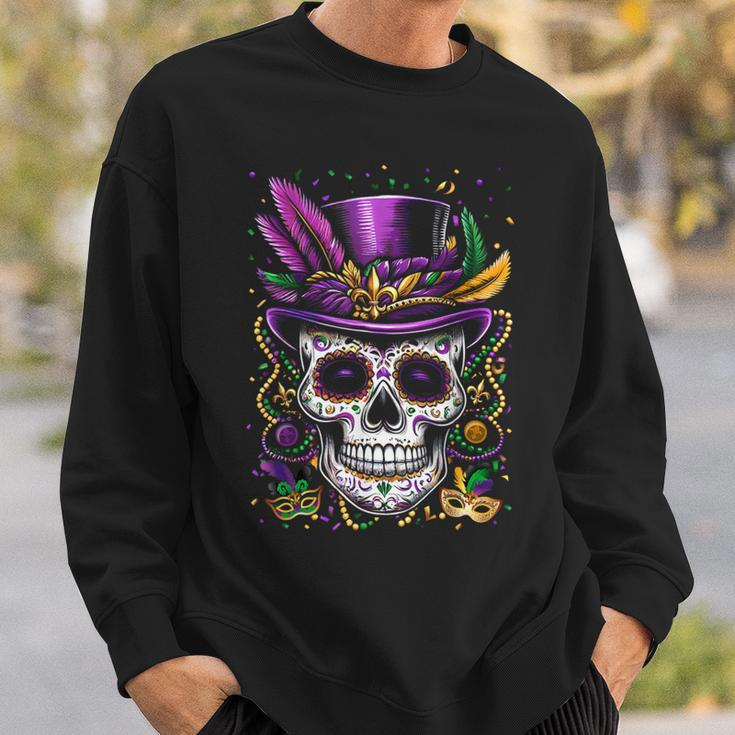 Mardi Gras Skull Top Hat Beads Mask New Orleans Louisiana Sweatshirt Gifts for Him