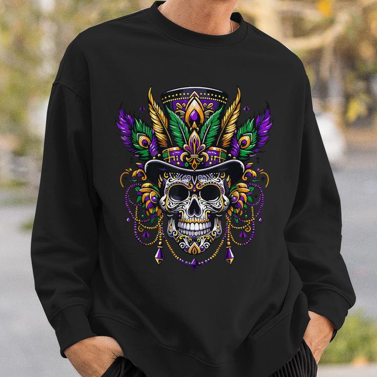 Mardi Gras Skull Top Hat New Orleans Witch Doctor Voodoo Sweatshirt Gifts for Him