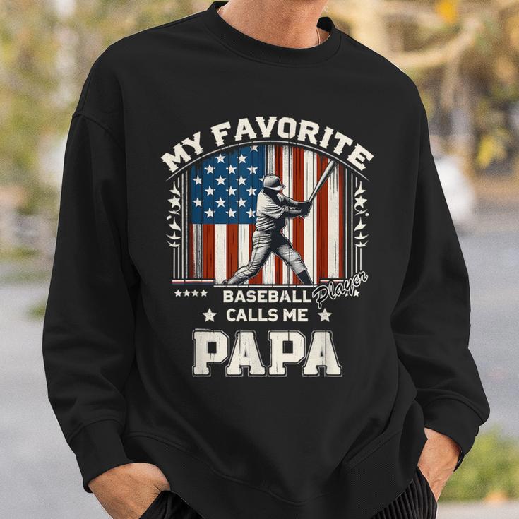 Mein Lieblings-Baseballspieler Nennt Mich Papa American Flag Dad Sweatshirt Geschenke für Ihn