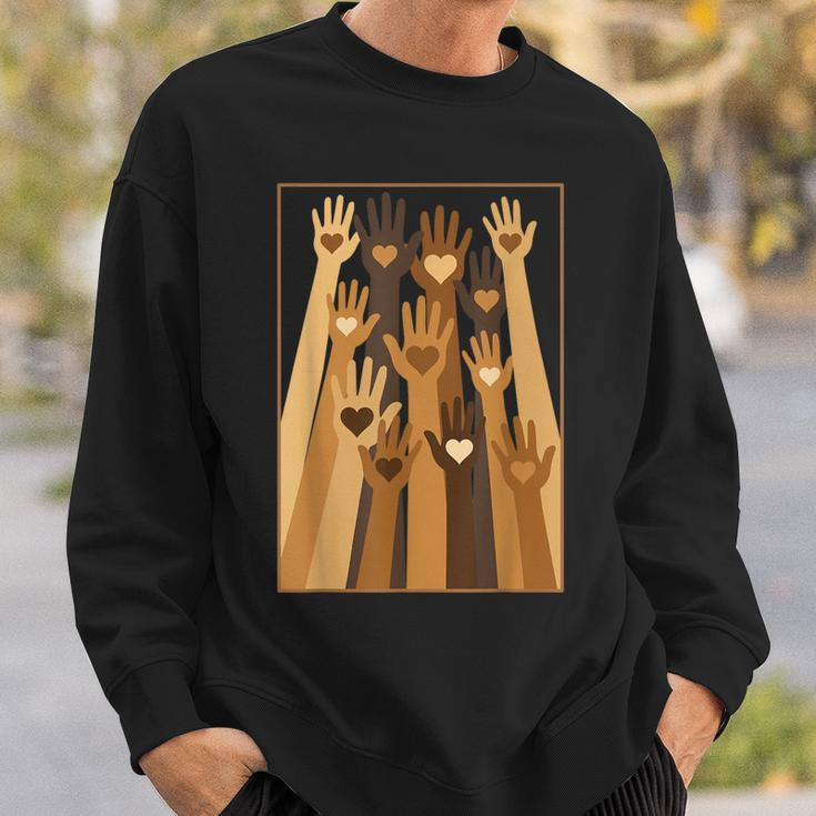 Melanin Hand Hearts Black History Month Blm African American Sweatshirt Gifts for Him