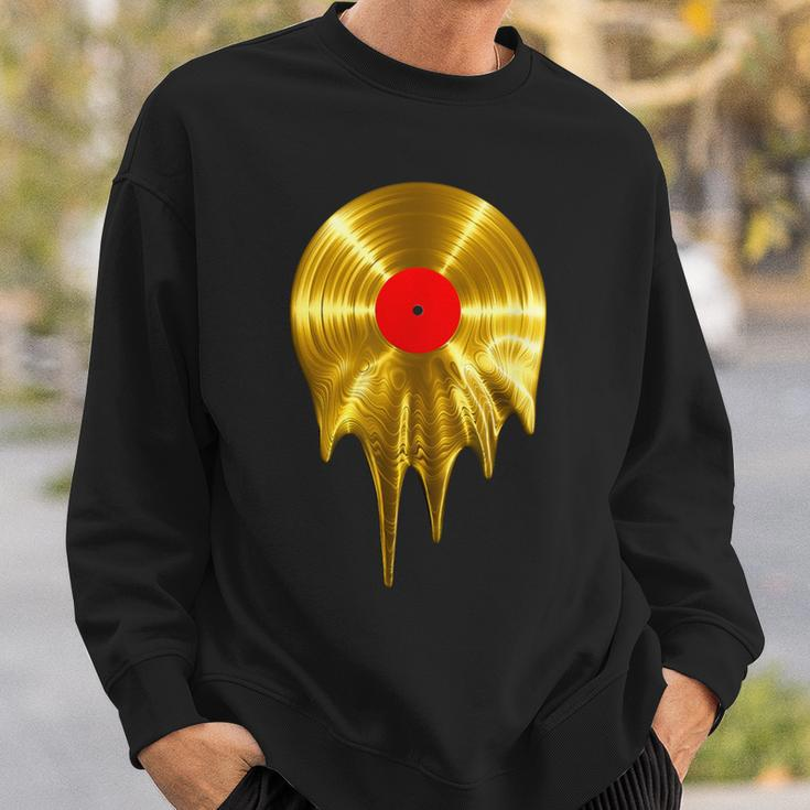 Melting Vinyl Record Gold Sweatshirt Gifts for Him