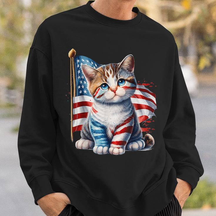Memorial Day Cat Kitten 4Th Of July Patriotic Usa Flag Sweatshirt Gifts for Him