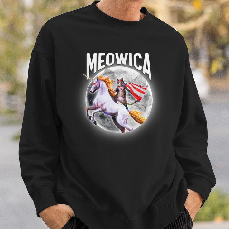 Meowica Total Solar Eclipse 2024 Cat Unicorn Sweatshirt Gifts for Him
