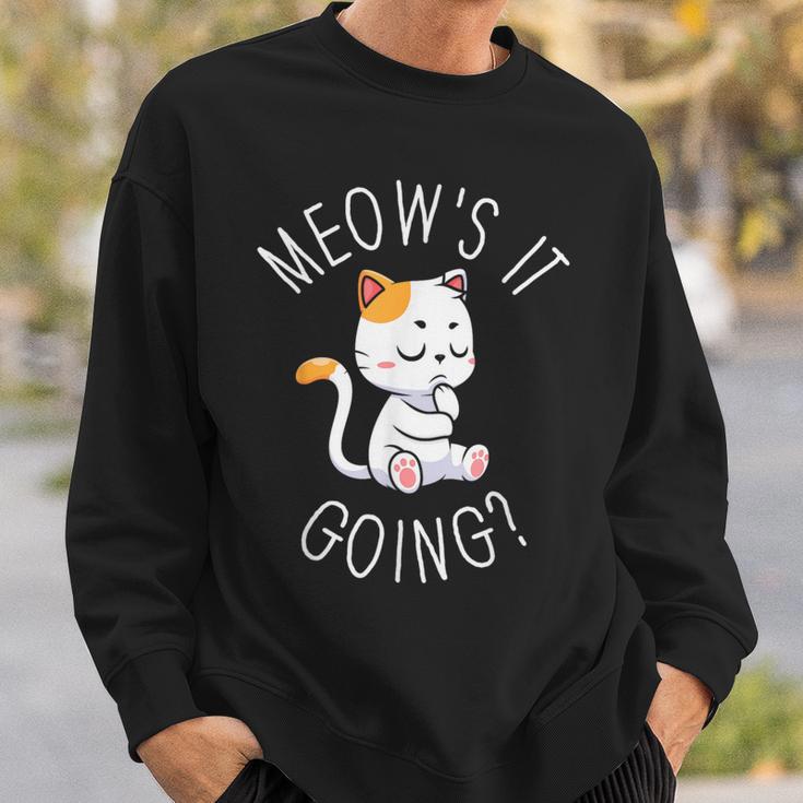 Meow's It Going Cats Pet Animals Owner Cat Lover Graphic Sweatshirt Gifts for Him