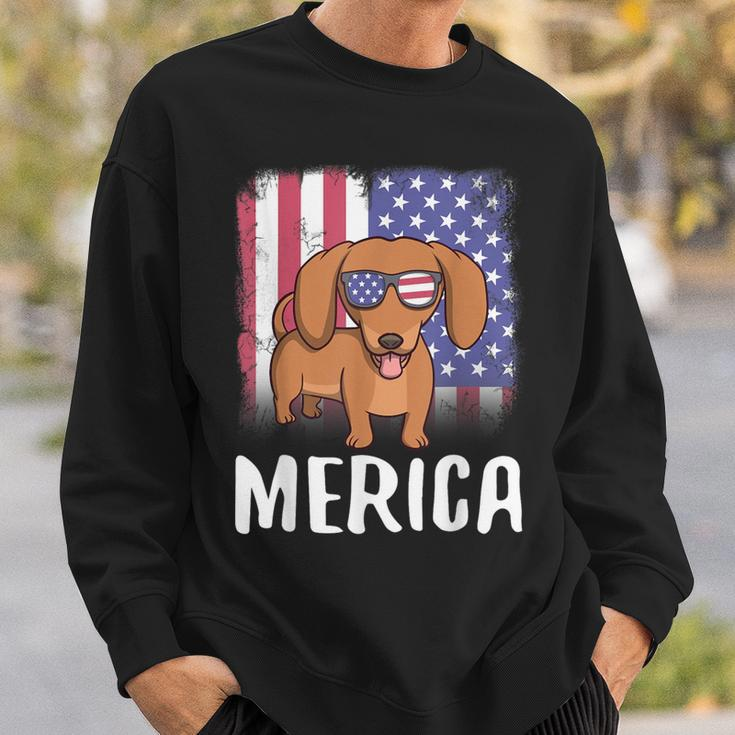 Merica Dachshund Dog Usa American Flag 4Th Of July Patriotic Sweatshirt Gifts for Him