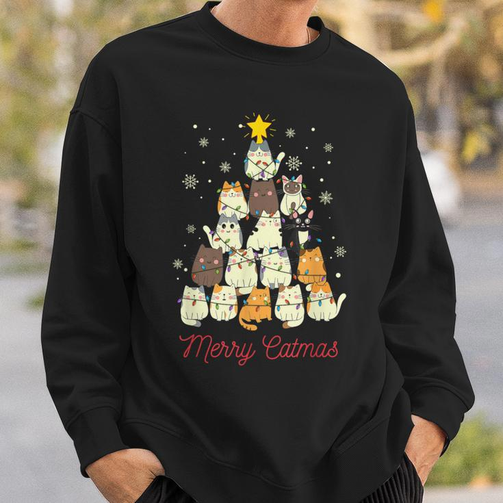 Merry Catmas Cat Christmas Tree Cat Lover Sweatshirt Gifts for Him