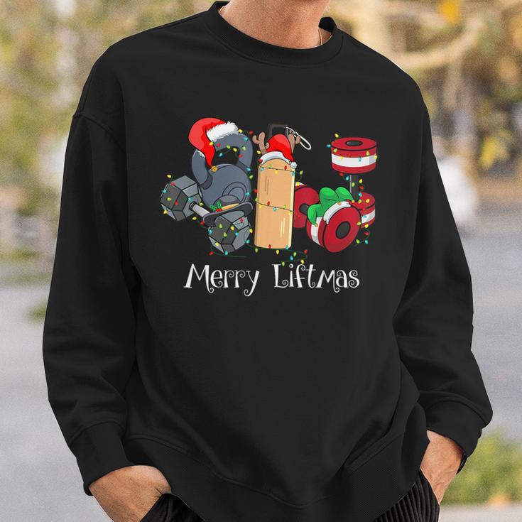 Merry Liftmas Christmas Gym Workout Kettlebell Weightlifting Sweatshirt Gifts for Him