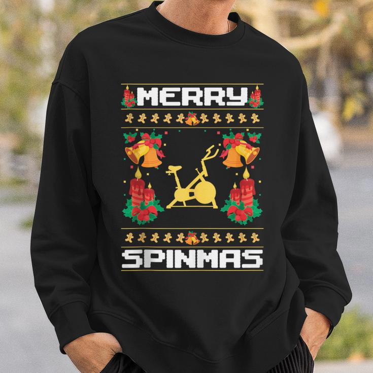 Merry Spinmas Spin-Bike Ugly Christmas Xmas Party Sweatshirt Gifts for Him