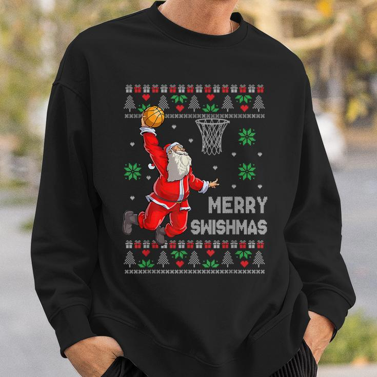 Merry Swishmas Santa Claus Christmas Basketball Lover Sweatshirt Gifts for Him