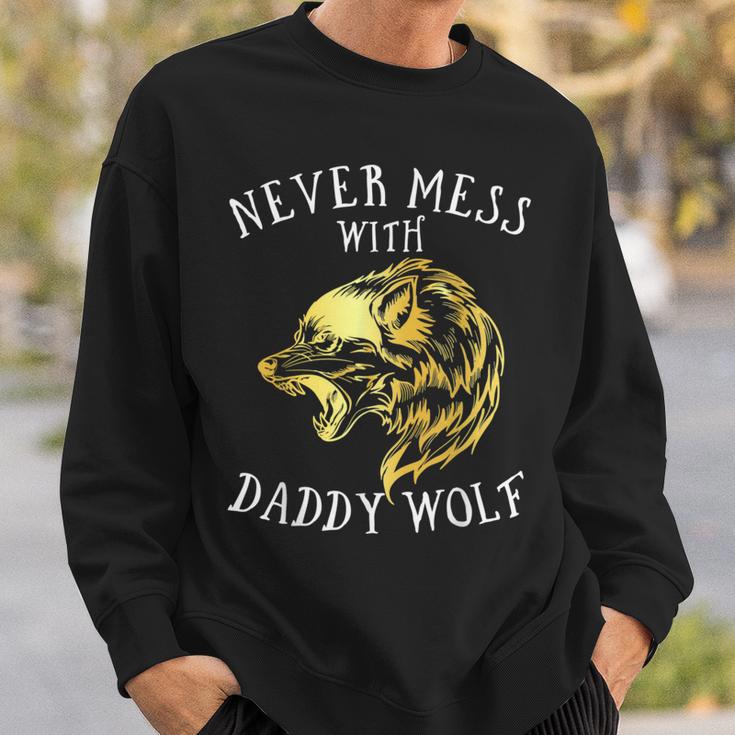 Never Mess With Daddy Wolf Dad Christmas Father's Day Sweatshirt Gifts for Him