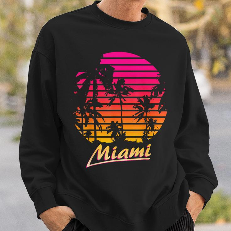 Miami 80S Summer Beach Palm Sunset Sweatshirt Geschenke für Ihn