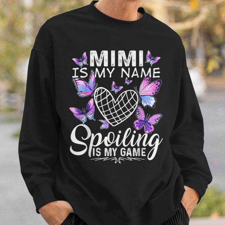 Mimi Is My Name Spoiling Is My Game Cute Butterflies Print Sweatshirt Gifts for Him