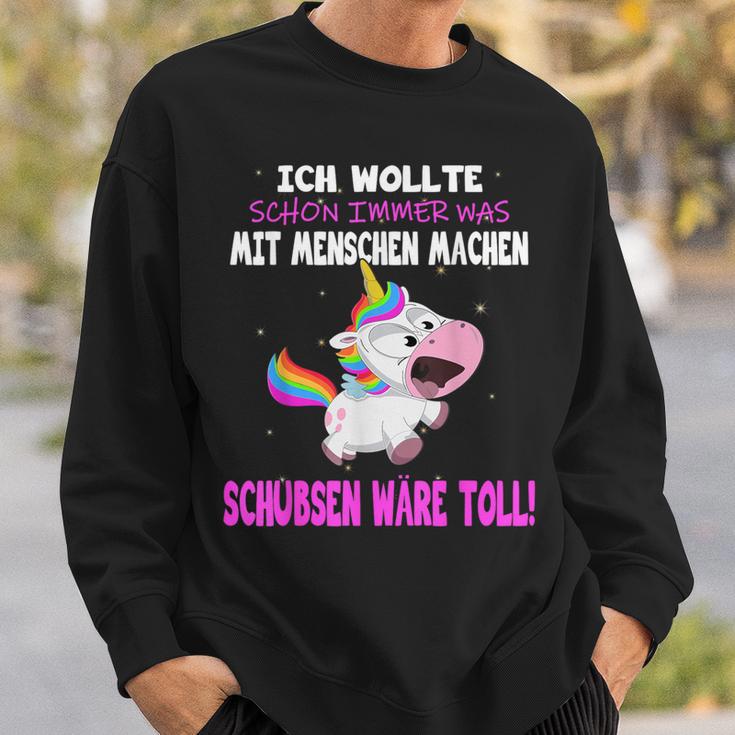 Was Mit Menschen Machen Unicorn Saying Sweatshirt Geschenke für Ihn