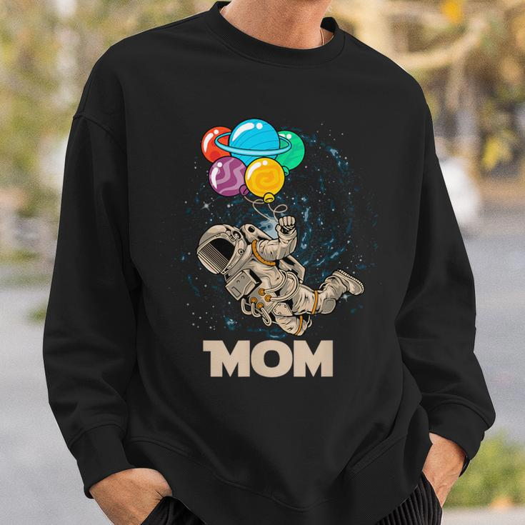Mom Of Birthday Astronaut With Balloons Planets In Space Sweatshirt Gifts for Him