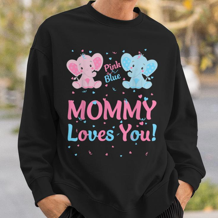Mommy Gender Reveal Elephant Pink Blue Matching Family Mom Sweatshirt Gifts for Him