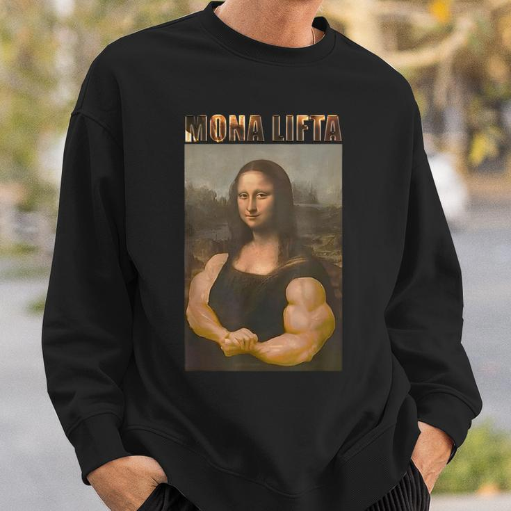 Mona Lifta Parodie Sweatshirt, Muskulöse Mona Lisa Fitness Humor Geschenke für Ihn
