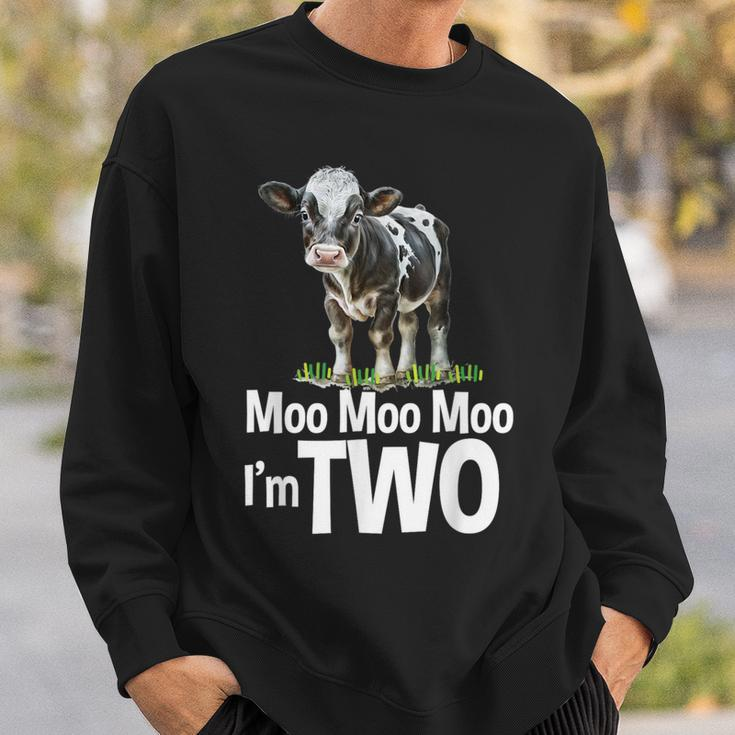 Moo Moo I'm Two 2Nd Birthday Cute Cow Sounds Toddler Sweatshirt Gifts for Him