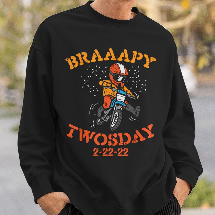 Motocross Braaapy Twosday 2-22-22 2Sday 2S Day Dirt Bike Sweatshirt Gifts for Him