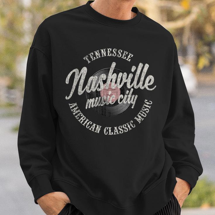 Nashville Music City Vinyl Vintage Sweatshirt Gifts for Him