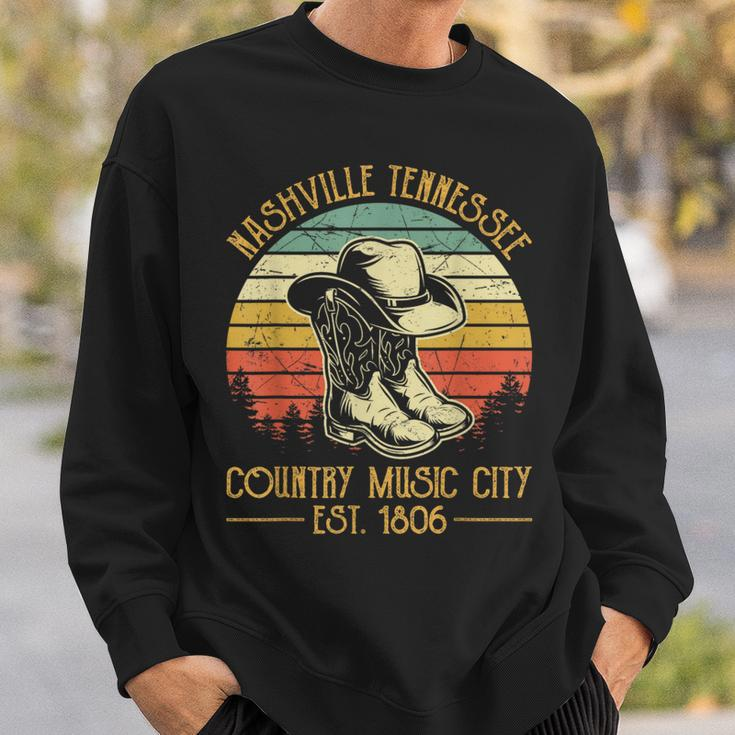 Nashville Tennessee Cowboy Boots Hat Country Music City Sweatshirt Gifts for Him