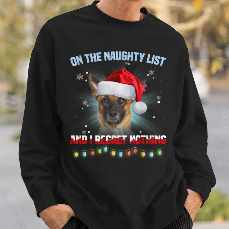 On The Naughty List And Belgian Malinois Christmas Sweatshirt Gifts for Him