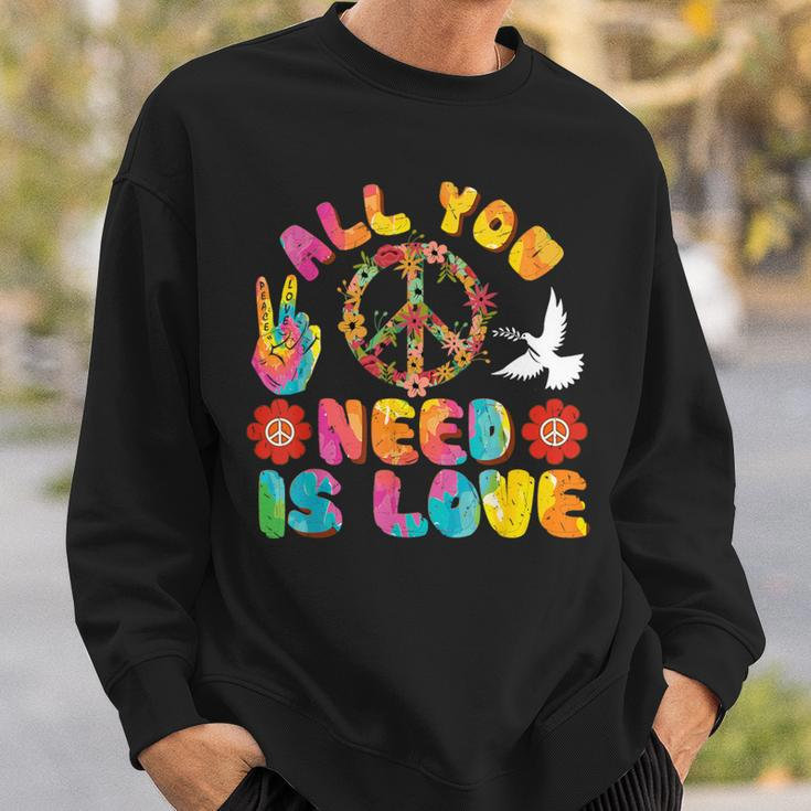 All You Need Is Love Tie Dye Peace Sign 60S 70S Peace Sign Sweatshirt Gifts for Him