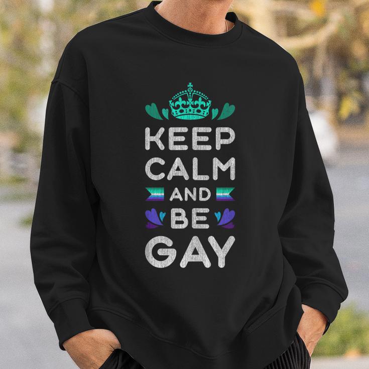 New Blue Gay Male Mlm Pride Flag Keep Calm & Be Gay Sweatshirt Gifts for Him