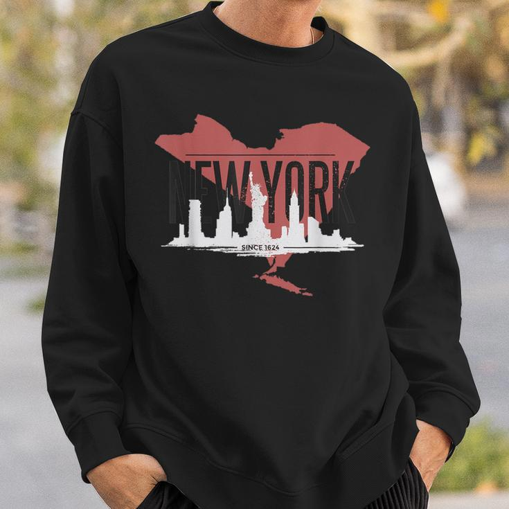 New York City Since 1624 Skyline State Map Ny Nyc Sweatshirt Gifts for Him
