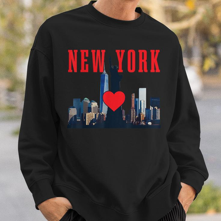New York City Nyc Ny Skyline Statue Of Liberty Heart Sweatshirt Gifts for Him