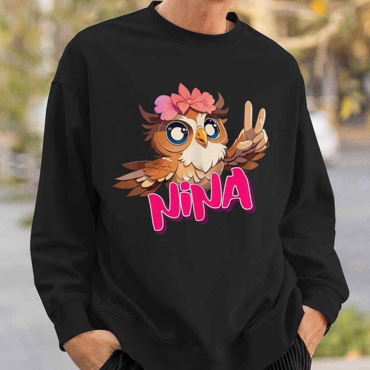 Nina Schöner Mädchen Name Mit Niedlicher Eule Sweatshirt Geschenke für Ihn