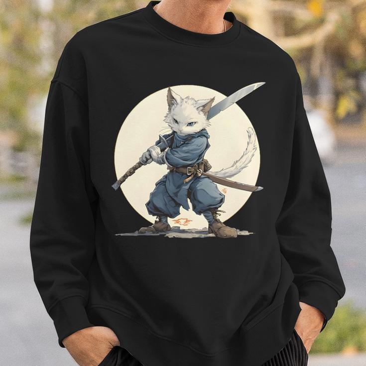 Ninja Katze Mit Großem Schwert Sweatshirt Geschenke für Ihn