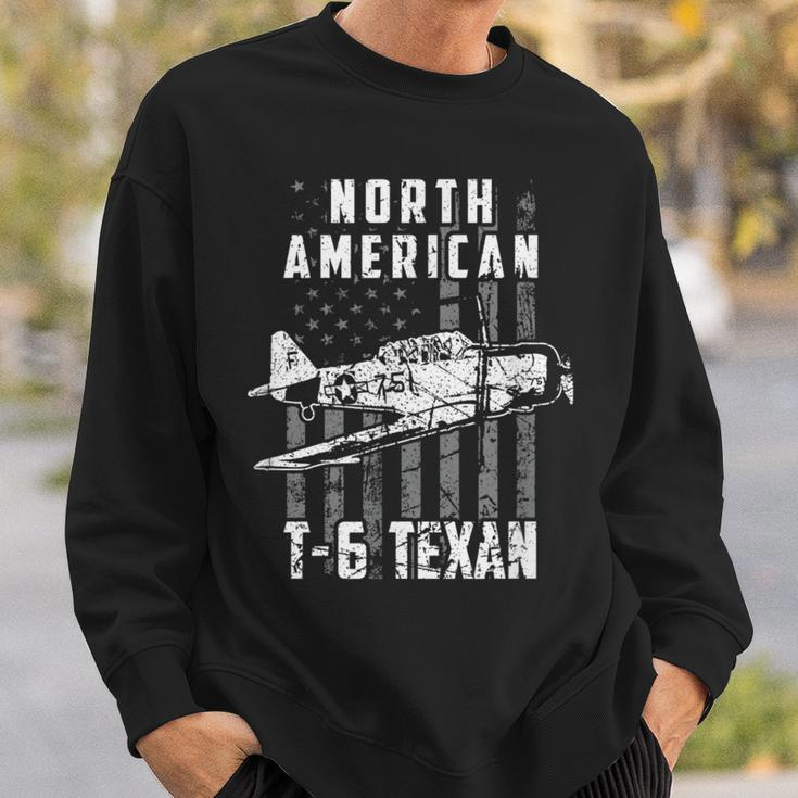 North American T-6 Texan Warbird Us Flag Vintage Aircraft Sweatshirt Gifts for Him