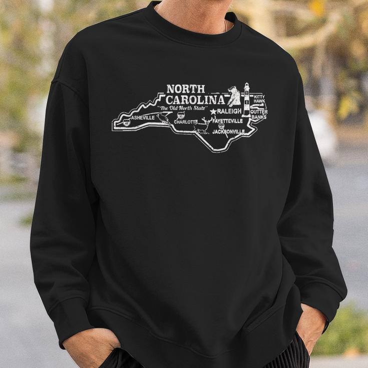 North Carolina State Map Travel Souvenir Vintage Sweatshirt Gifts for Him