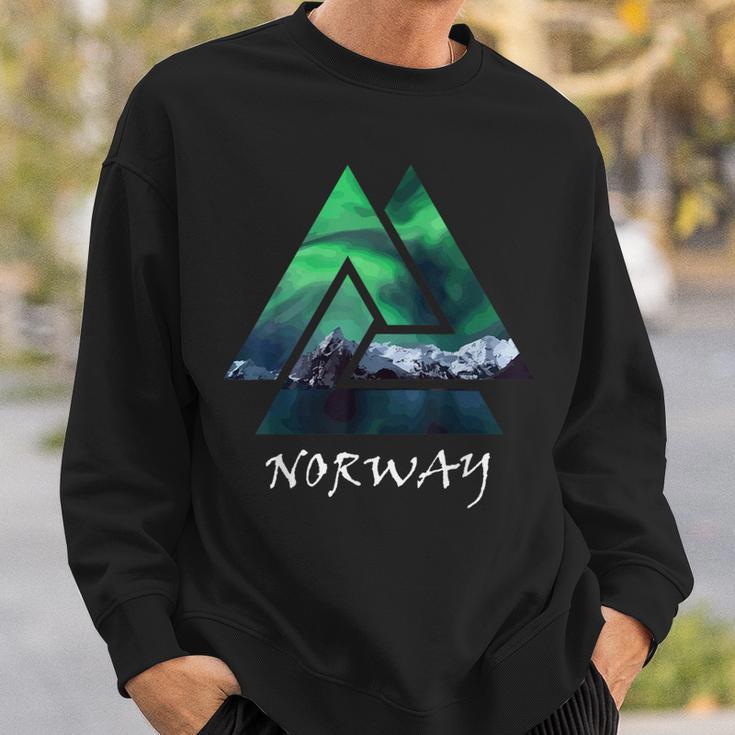 Norway Northern Lights Geometric Travel Sweatshirt Gifts for Him