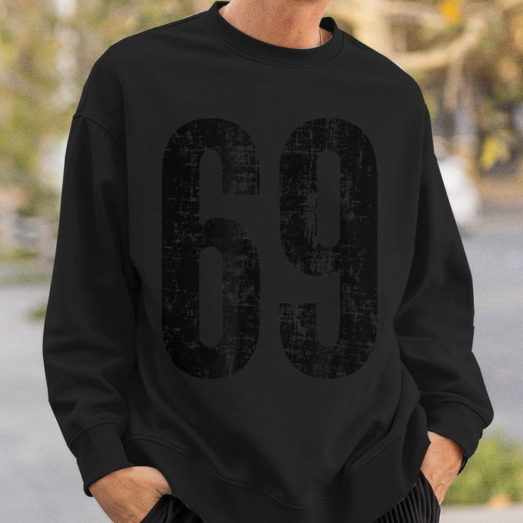 Number 69 Distressed Vintage Sport Team Practice Training Sweatshirt Gifts for Him