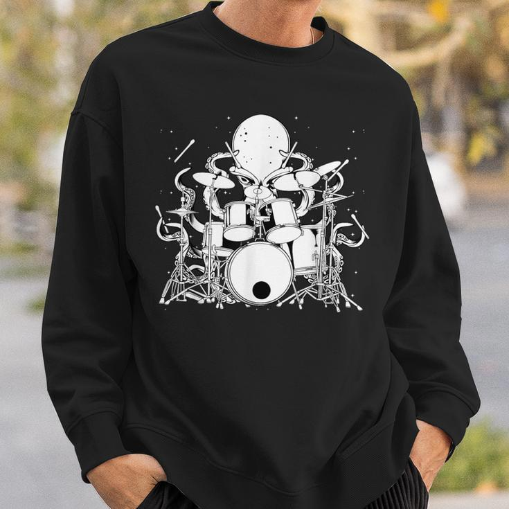 Octopus Playing Drums Drummer Musician Band Sweatshirt Gifts for Him