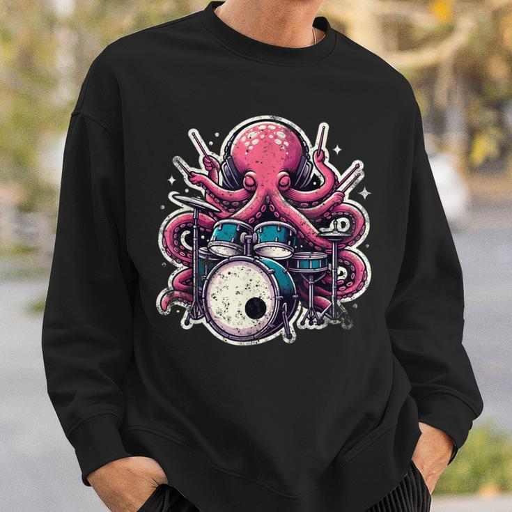 Octopus Playing Drums Drummer Musician Drumming Band Sweatshirt Gifts for Him