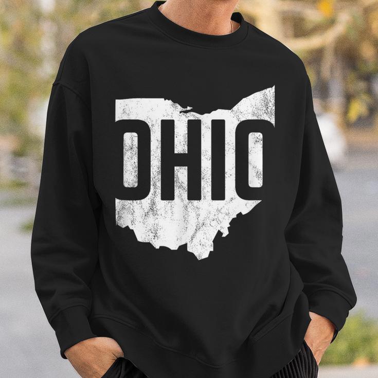 Ohio Pride Distressed Retro Look State Silhoutte Sweatshirt Gifts for Him