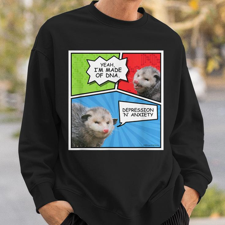 Opossum Comic Yeah I’M Made Of Dna Depression Anxiety Meme Sweatshirt Gifts for Him