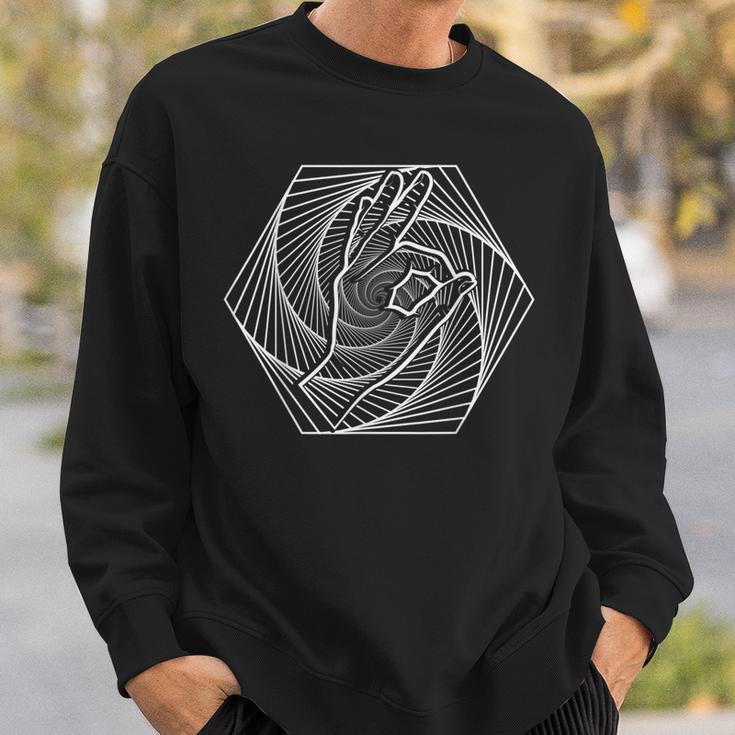 Optical Illusion Reingeschaut Ok Hand Game Sweatshirt Geschenke für Ihn