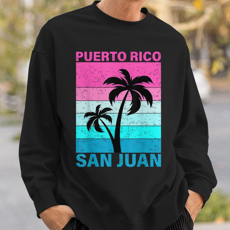 Palm Tree Vintage Family Vacation Puerto Rico San Juan Beach Sweatshirt Gifts for Him